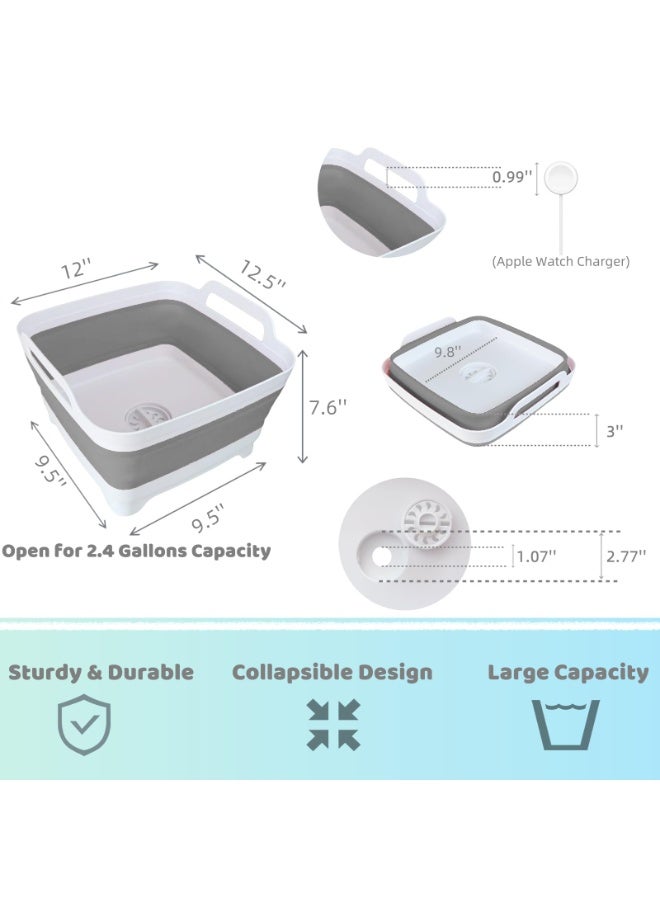 Bukela Collapsible Wash Basin for Baby Bottles - 2.4 Gallons Portable Wash Bin for RV Camping Sink, Space-Saving Dish Tub - Image 2