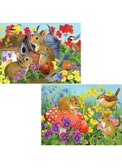 Bits and Pieces Bits and Pieces - Value Set of 2-300 Large Piece Jigsaw Puzzles for Adults â€“ 300 pc â€˜Bunniesâ€™ & â€˜Miceâ€™ Jigsaws by Artist Jane Maday - 18" x 24"  - Image 1