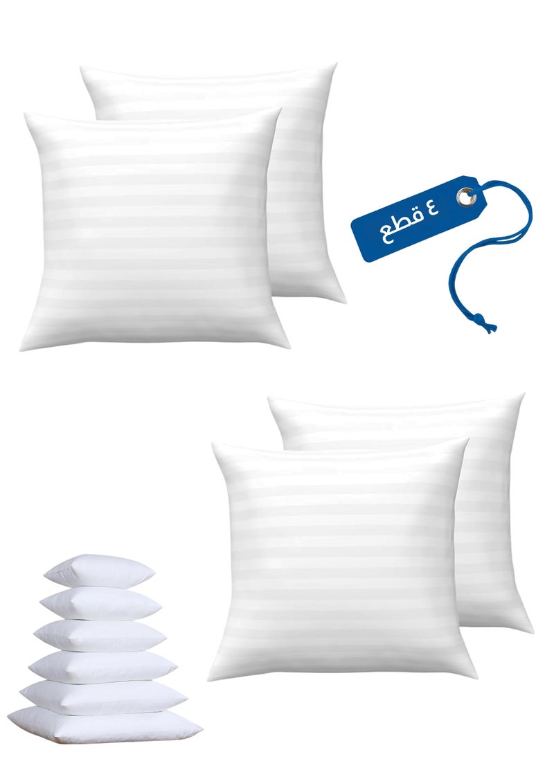 Zaprus - Bed Cushions Microfiber Pillow Set, Square Supportive Comfortable Plush, Pack of 4, Bedding Throw Pillows, White - Image 1