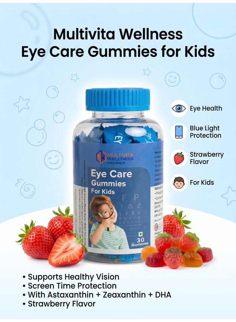 Multivita Wellness Eye Care Gummies for Kids | With Astaxanthin, Zeaxanthin, DHA & Vitamins A, C, D3, E | Supports Vision & Screen Time Eye Protection | 30 Gummies - Image 2
