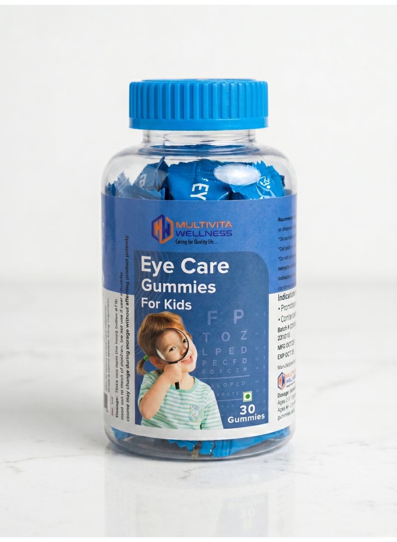 Multivita Wellness Eye Care Gummies for Kids | With Astaxanthin, Zeaxanthin, DHA & Vitamins A, C, D3, E | Supports Vision & Screen Time Eye Protection | 30 Gummies - Image 1