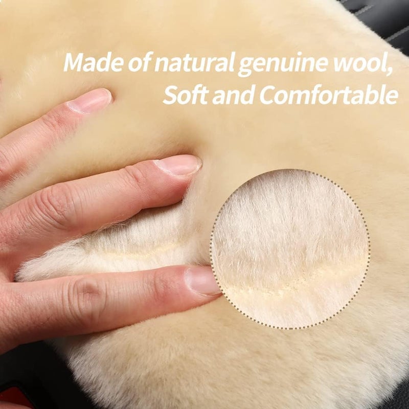 IRIWOOL Sheepskin Armrest Cover - Soft Console Pad for Cars, 7 x 13 Inch, Ivory White - Image 4