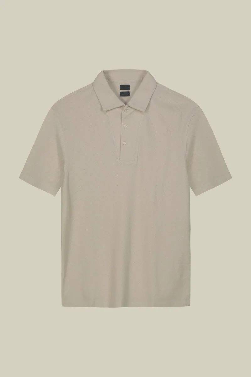 دوبل غانغر Men's short-sleeved polo shirt in honeycomb pure cotton - Off White