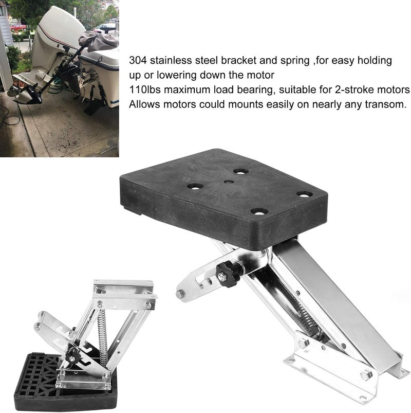 woobles Outboard Motor Mount Boat Motor Stand Bracket Outboard Mounting 304 Stainless Steel Accessory 25HP 110 lbs for 2‑Stroke Outboard Engine - Image 4