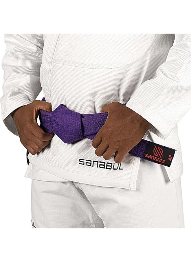 سنابول حزام BJJ للرجال والنساء | حزام جيو جيتسو برازيلي مع شرائط تصنيف على الأكمام | زي جيو جيتسو للأطفال | معتمد من IBJJF (أرجواني، A4)  - Image 4