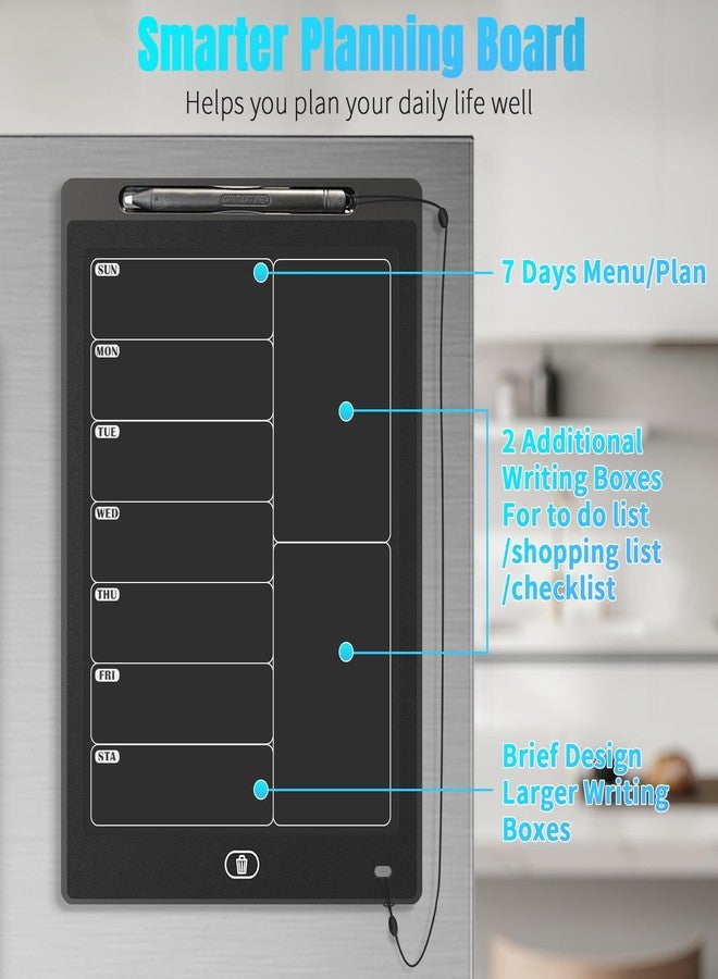 onbuwws Magnetic Weekly Chore Chart for Adults, 9.8”×6.7” Small to Do List Dry Erase Board for Fridge Grocery Shopping Kitchen Menu Planning Whiteboard Refrigerator Digital Notepad Blackboard Meal Planner - Image 3