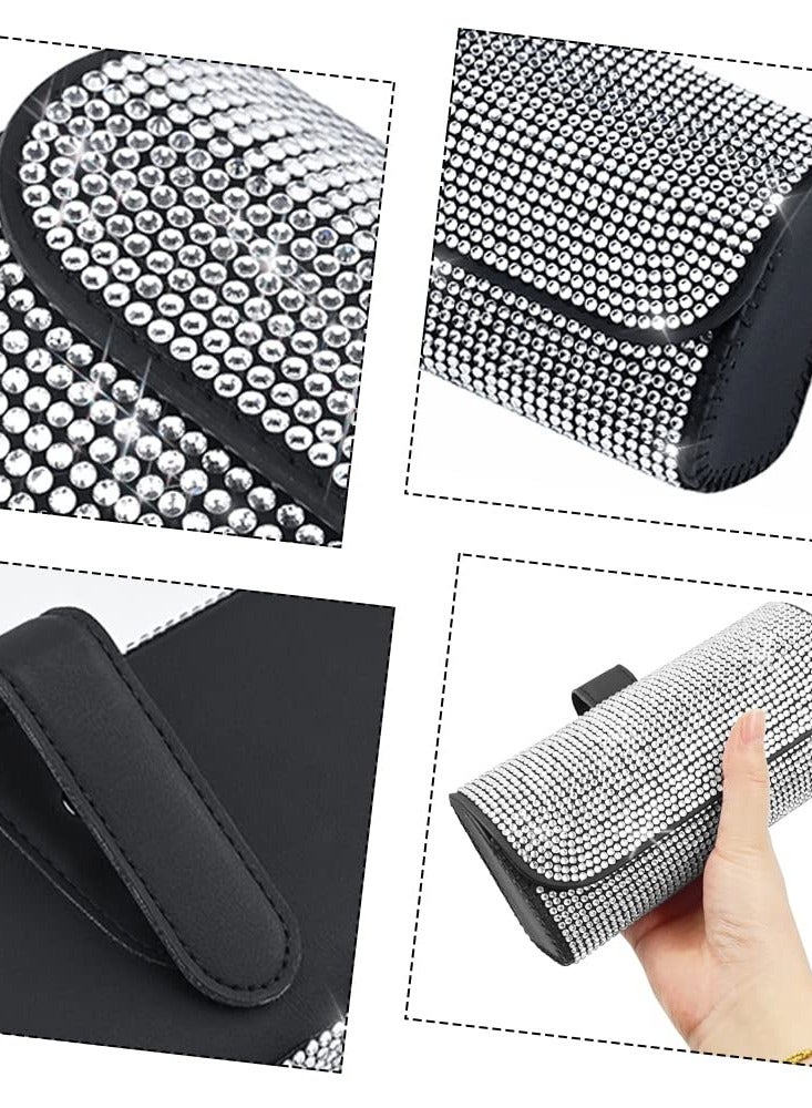 Excefore Bling Glasses Holder with Car Hooks, Car Glasses Case Crystal Sunglasses Holder for Car Sun Visor Sunglasses Storage Case Organizer - Image 5