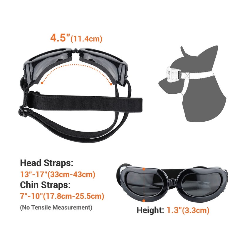 PETLESO Dog Sunglasses Small Breed, UV Protection Small Dog Goggles, Wind Dust Proof Small Goggles with Adjustable Straps, Black - Image 3