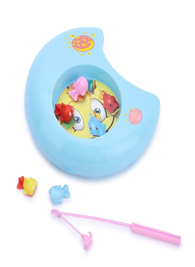 Little B Kids Fish Magnetic Fishing Game Toy | Rotating Fishing Pond with Colorful Fish & Magnetic Rod | Fun Educational Toy for Boys & Girls Indoor Playset (Moon_Shape) - Image 1