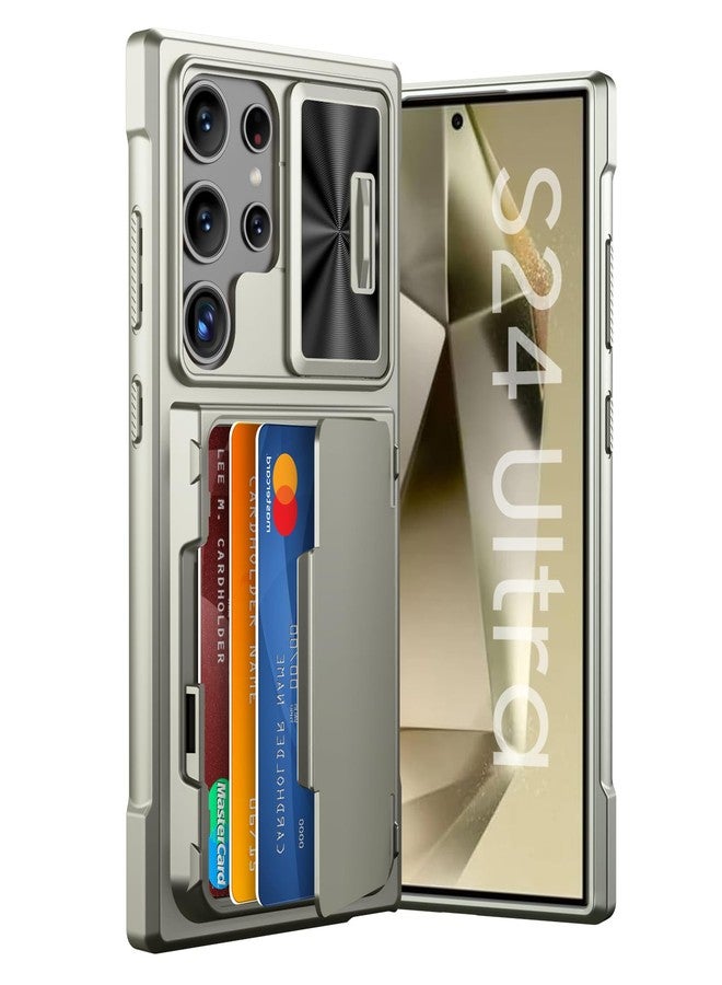 جراب GooseBox لهاتف Samsung Galaxy S24 Ultra مع حامل بطاقات RFID وغطاء كاميرا وحامل، جراب كامل مقاوم للصدمات لهاتف S24 Ultra مقاس 6.8 بوصة 2024-Champagne Primary Titanium (مُحسّن) - Image 1