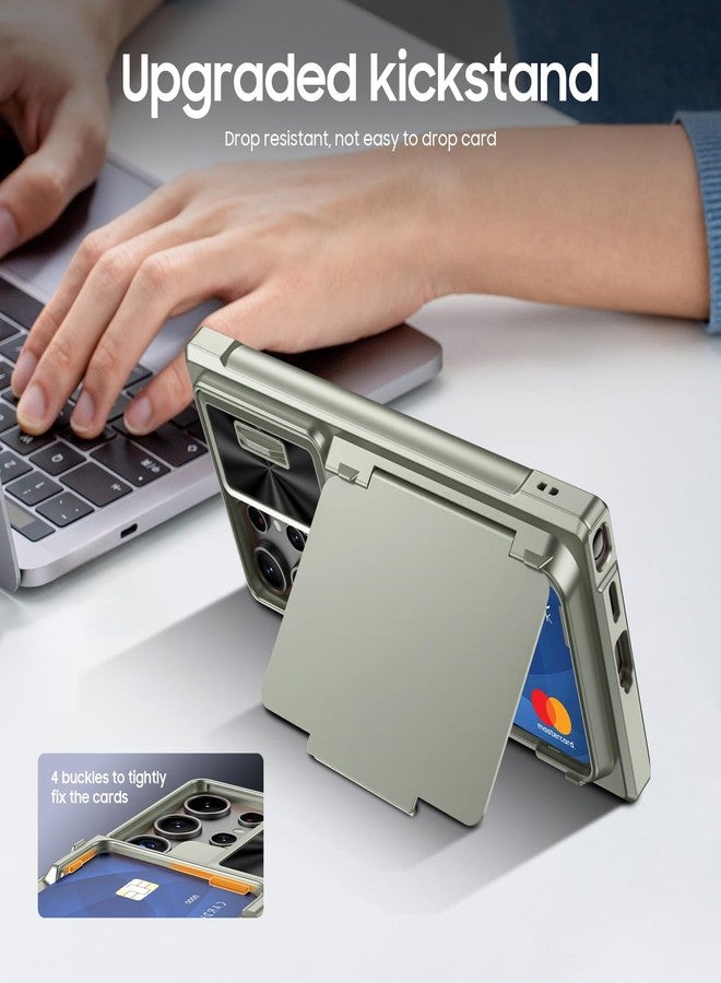 جراب GooseBox لهاتف Samsung Galaxy S24 Ultra مع حامل بطاقات RFID وغطاء كاميرا وحامل، جراب كامل مقاوم للصدمات لهاتف S24 Ultra مقاس 6.8 بوصة 2024-Champagne Primary Titanium (مُحسّن) - Image 5