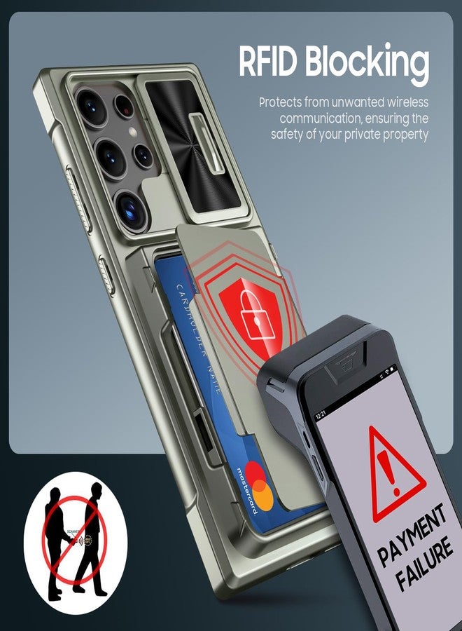 جراب GooseBox لهاتف Samsung Galaxy S24 Ultra مع حامل بطاقات RFID وغطاء كاميرا وحامل، جراب كامل مقاوم للصدمات لهاتف S24 Ultra مقاس 6.8 بوصة 2024-Champagne Primary Titanium (مُحسّن) - Image 4