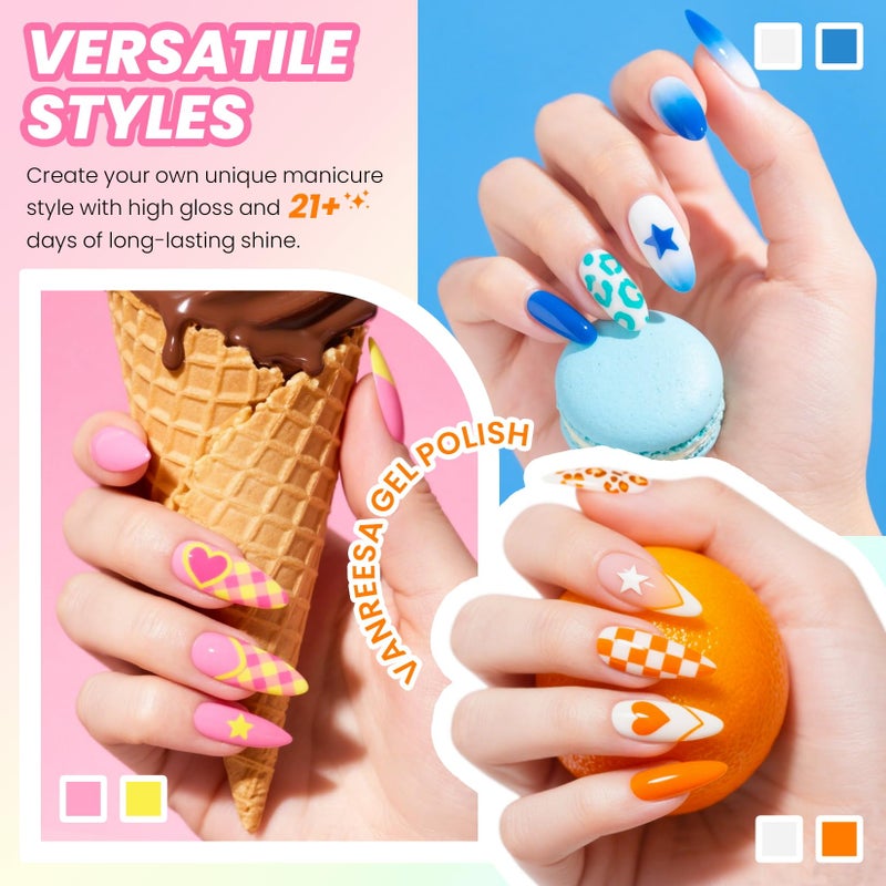VANREESA 24 Pcs Neon Gel Nail Polish Set, 21 Colors Bright Summer Gel Polish with Base Coat Glossy & Matte Top Coat Red Orange Yellow Green Blue Pink Purple Gel Polish Kit Nail Kit Gifts for Women - Image 3