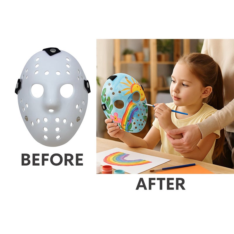 MFCMF Scary Hockey Mask â€“ White Horror Costume Cosplay Mask with Adjustable Straps | Full Face Halloween Prop for Adults & Teens - Image 5
