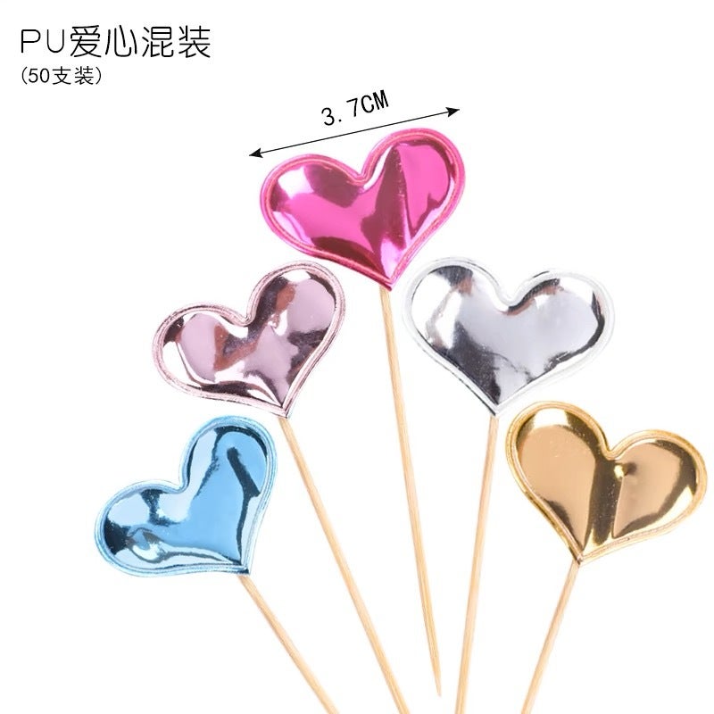 100 Pu Card Love Five-Pointed Star Crown Cake Decoration Plug-In Baking Party Dessert Price - Image 3