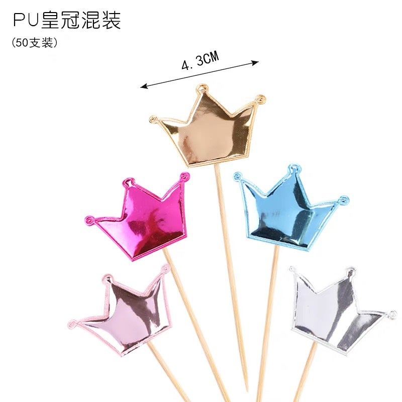 100 Pu Card Love Five-Pointed Star Crown Cake Decoration Plug-In Baking Party Dessert Price - Image 5