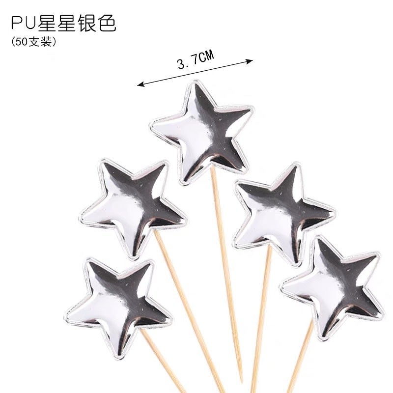 100 Pu Card Love Five-Pointed Star Crown Cake Decoration Plug-In Baking Party Dessert Price - Image 1