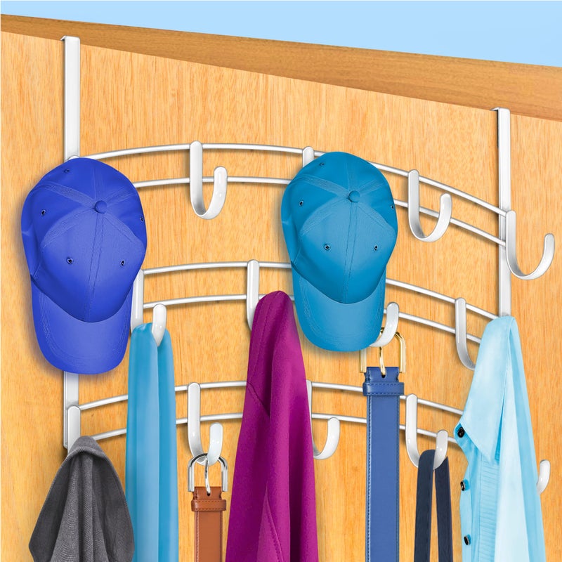 LYNK Professional Home Over the Door Hooks 14 Hook Over the Door Coat Rack Over the Door Hanger Hanging Towels or Clothes Bathroom Bedroom Laundry Room Lifetime Ltd Warranty White - Image 2