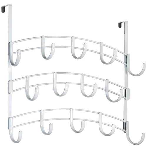 LYNK Professional Home Over the Door Hooks 14 Hook Over the Door Coat Rack Over the Door Hanger Hanging Towels or Clothes Bathroom Bedroom Laundry Room Lifetime Ltd Warranty White - Image 3
