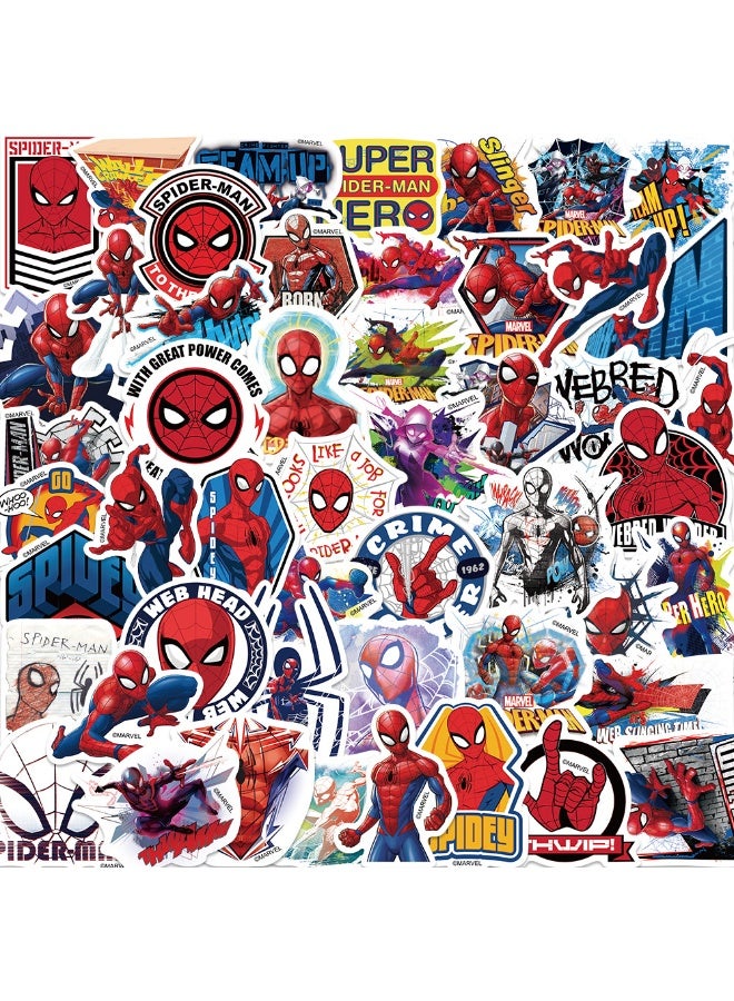 50 Pcs Spider-Man Cartoon Stickers for Teen Water Bottle, Waterproof, Vinyl Decal for Kids Adult Girl Laptop, Skateboard, Phone, Guitar, Travel, Case, Bike Decoration - Image 3