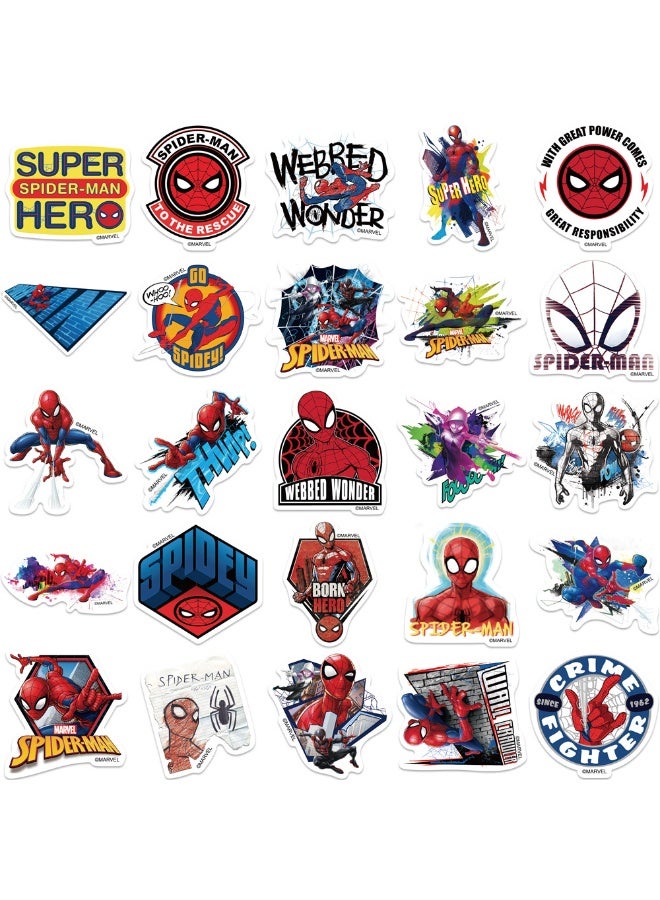 50 Pcs Spider-Man Cartoon Stickers for Teen Water Bottle, Waterproof, Vinyl Decal for Kids Adult Girl Laptop, Skateboard, Phone, Guitar, Travel, Case, Bike Decoration - Image 1