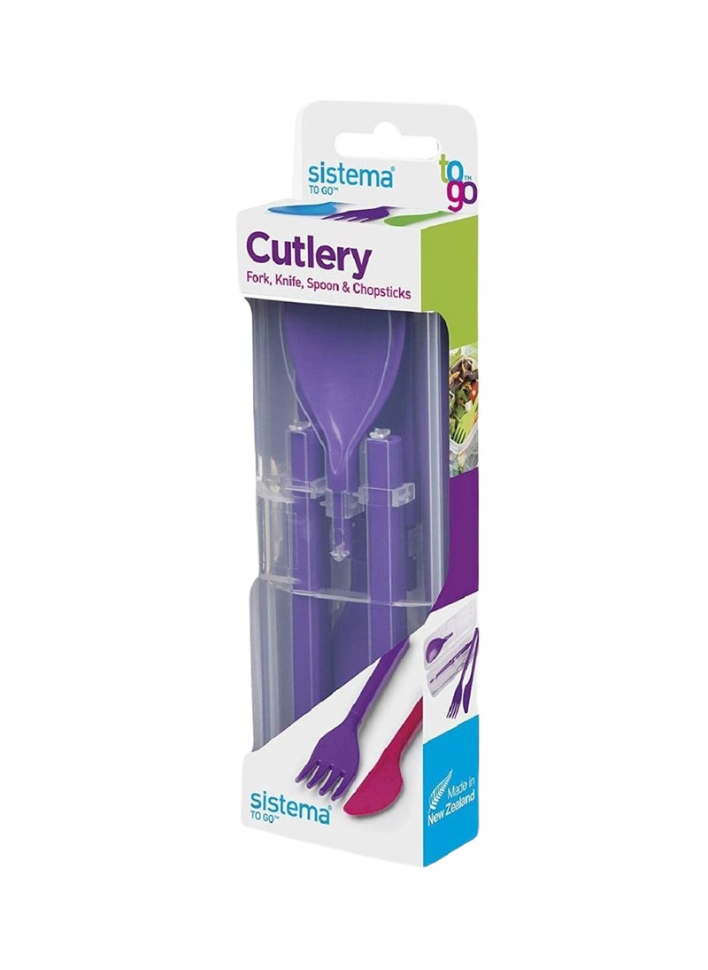 Sistema Cutlery To Go :Travel-Ready, Lunch Box Essential , BPA-Free & On-the-Go, Purple , Made In New Zealand - Image 1