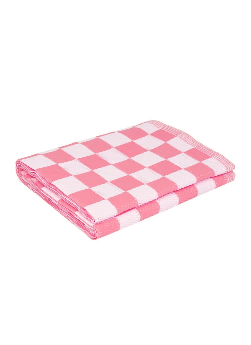 Hometail Hometail Plastic Mat Chatai for Sleeping Bedroom Balcony Park Yoga Picnic Rectugler Design Free Carry Bag Pink White Chatai 9x6 Feet  - Image 1