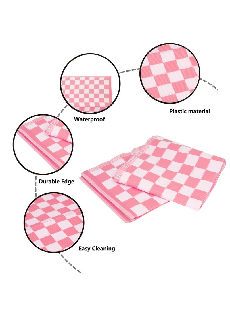 Hometail Hometail Plastic Mat Chatai for Sleeping Bedroom Balcony Park Yoga Picnic Rectugler Design Free Carry Bag Pink White Chatai 9x6 Feet  - Image 5