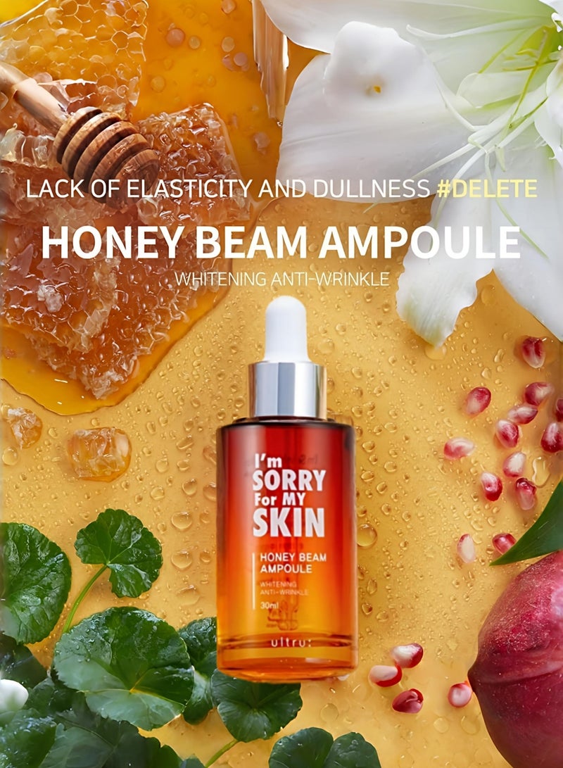 I'm SORRY For MY SKIN Facial Skin Ampoule, Korean Skin Care Serum for Face with Propolis, Adenosine and Niacinamide, Anti-Wrinkle & Nourishing Effect (Honey Beam Ampoule),30ml - Image 1