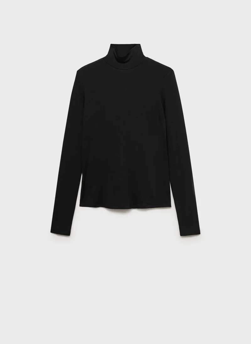 مانجو Perkins-Neck Long-Sleeved T-Shirt