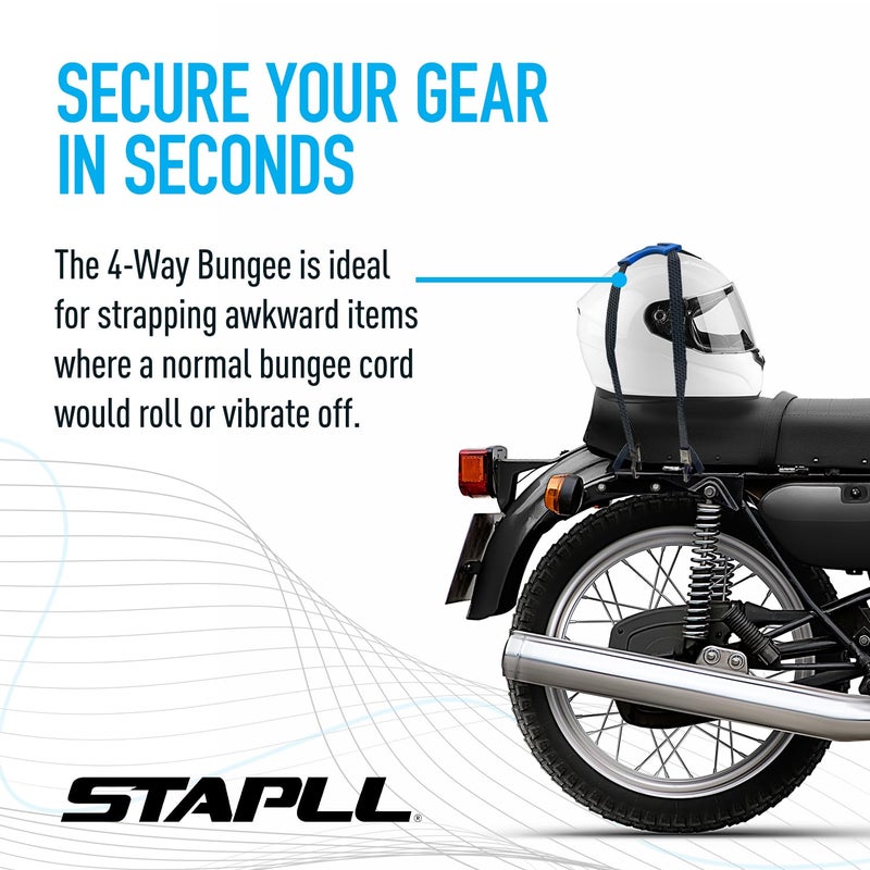 STAPLL Tack Strap â€“ 4-Way Flat Bungee Cord with Rubber Pad Grip, Non-Slip Tie Down Straps for Motorcycle, ATV, Kayak, Cycling, Camping, Truck Storage, Adjustable Bungee Cords - 2 Pack (Black) - Image 5