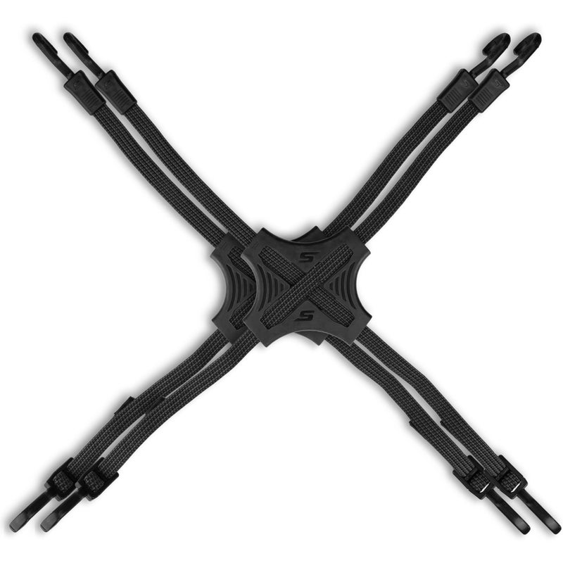 STAPLL Tack Strap â€“ 4-Way Flat Bungee Cord with Rubber Pad Grip, Non-Slip Tie Down Straps for Motorcycle, ATV, Kayak, Cycling, Camping, Truck Storage, Adjustable Bungee Cords - 2 Pack (Black) - Image 1