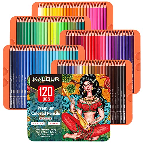 KALOUR Professional Colored Pencils,Set of 120 Colors,Artists Soft Core with Vibrant Color,Ideal for Drawing Sketching Shading,Coloring Pencils for Adults Artists Beginners - Image 1
