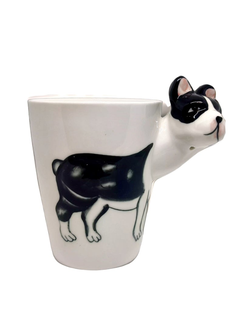 SOLARAE Animal 3D Shape Hand Painted Ceramic 450 ML Coffee Mugs w/ Assorted Printed Animal Character Good for Tea, Coffee, Milk, Ideal Gift for Kids, Teenagers, Man & Woman (BULLDOG) - Image 1