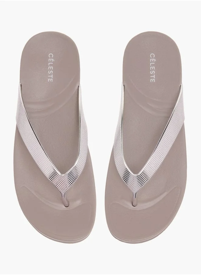 سيليست Womens Solid Slip-On Thong Slippers