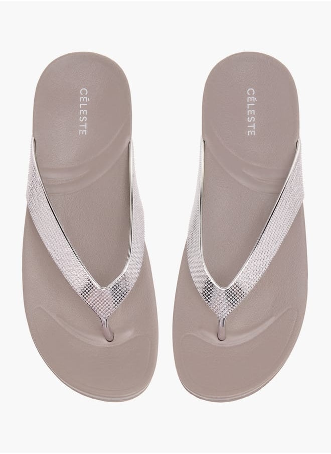 Celeste - Womens Solid Slip-On Thong Slippers - Image 1