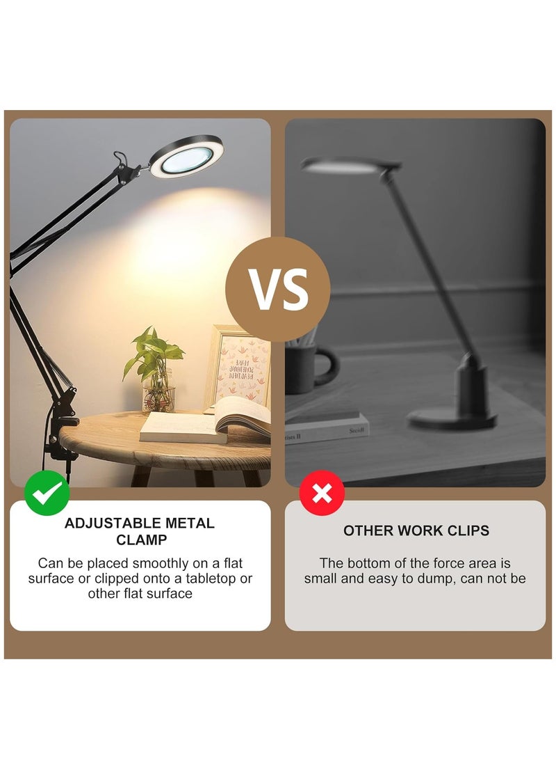 XiuWoo - 10X Magnifying Glass with Light and Stand and Clamp, 2-in-1 Desk Magnifier for Reading 3 Color Modes Lighted Magnifying Glass with Stand, Adjustable Height Magnifying Light for Crafts Hands Free - Image 1