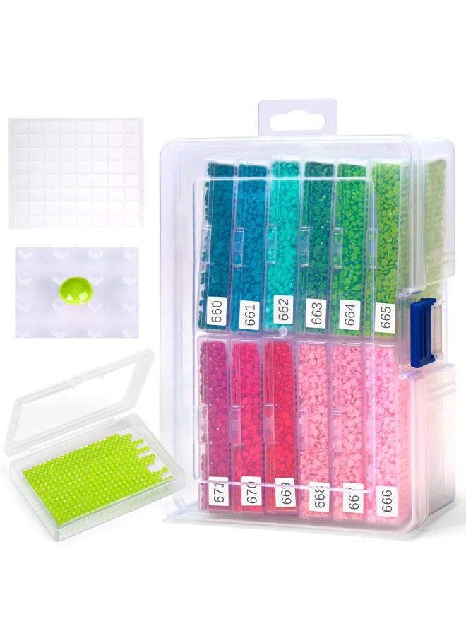 PP OPOUNT 12PCS 2-in-1 Diamond Art Storage Trays with Lids, Convex Bottom Diamond Painting Storage Organizer Box, Spill-Proof Diamond Art Accessories for Sorting & Line-Up, Christmas Craft Gift for Crafters - Image 1