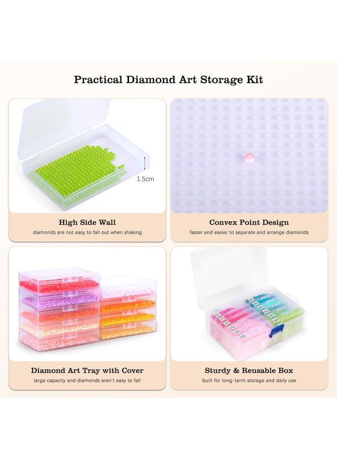PP OPOUNT 12PCS 2-in-1 Diamond Art Storage Trays with Lids, Convex Bottom Diamond Painting Storage Organizer Box, Spill-Proof Diamond Art Accessories for Sorting & Line-Up, Christmas Craft Gift for Crafters - Image 5