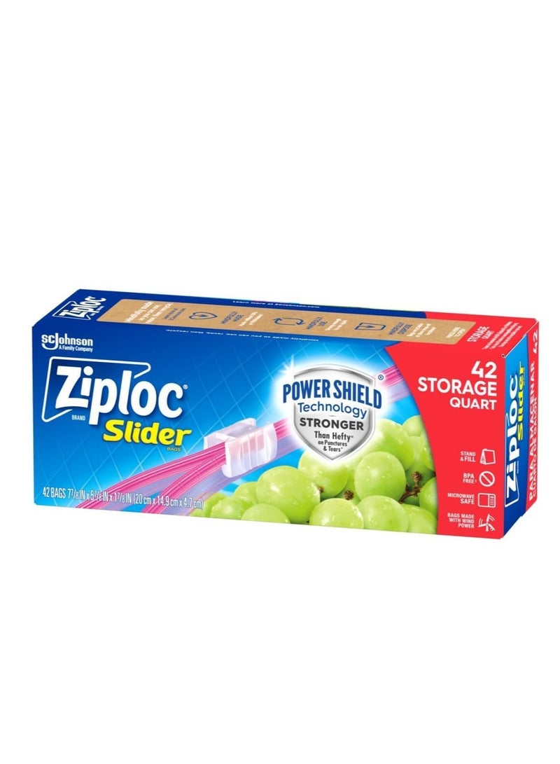Ziploc Ziploc Slider Storage Bags – Pack of 42, Durable Seal & Easy Open/Close, BPA-Free Food & Freezer Bags - Image 1
