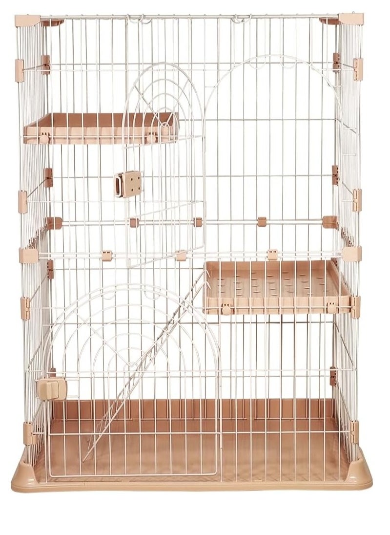 NNC PETS Large 2-tier cat cage, Durable & strong quality cage, Double layer partition, 2 large doors with mobile spring door lock, Cat ladder, and 2 large widened floors, suitable for multiple cats (Pink)  - Image 1