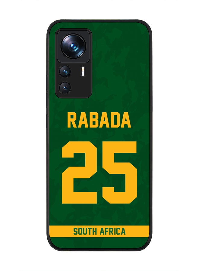 Stylizedd Rugged Black Edge Case for Xiaomi 12T/12T Pro, Slim fit Soft Case Flexible Rubber Edges Thin Cover - Player Name - Kagiso Rabada, Jersey Number- 25 - Image 1