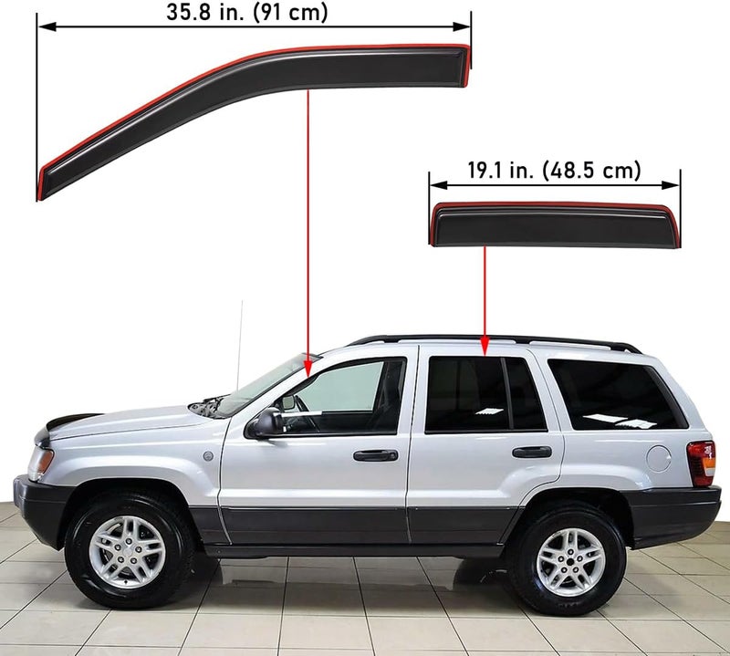 Lightronic WV194650 In-Channel Car Window Rain Guards Deflectors & Visors, Dark Smoke, 4-Piece Set - Image 2