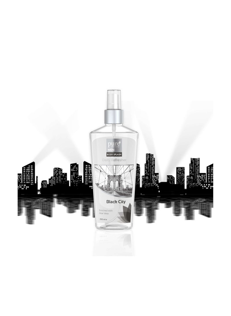 PURE BEAUTY MEN BODY SPLASH DAILY REFRESHER BLACK CITY 250 ml