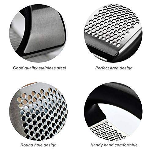 ROY Stainless Steel Garlic Presser Garlic Press Crusher for Kitchen Garlic Crusher for Kitchen Ginger Presser for Kitchen Silver Black - Image 4
