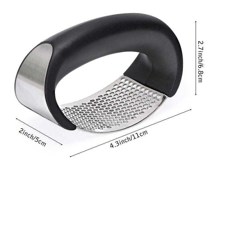 ROY Stainless Steel Garlic Presser Garlic Press Crusher for Kitchen Garlic Crusher for Kitchen Ginger Presser for Kitchen Silver Black - Image 3