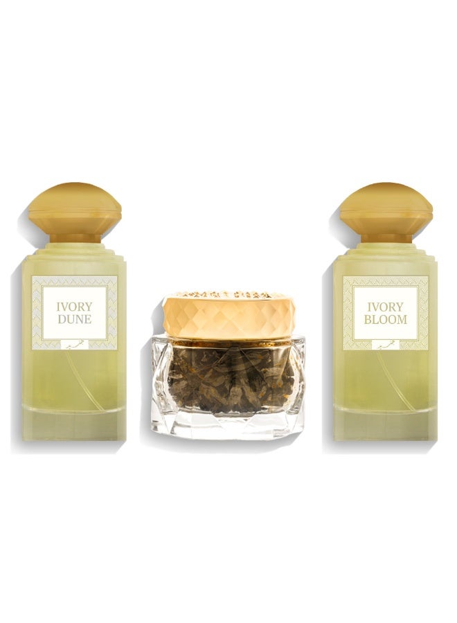 Junaid Perfumes Ivory Collection - For him and her - Perfume Spray Collection - 100 ML & 60 Gram - Image 1