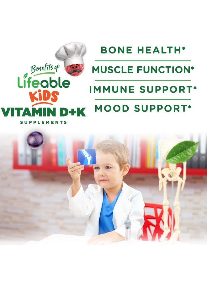 Lifeable Lifeable Kids Vitamin D3 K2 Gummies | 1000iu D3 and K2 100mcg | Great Tasting D3 and K2 Supplements | for Bone Health and Immunity | VIT D3 K2 for Kids | 60 Gummies  - Image 3