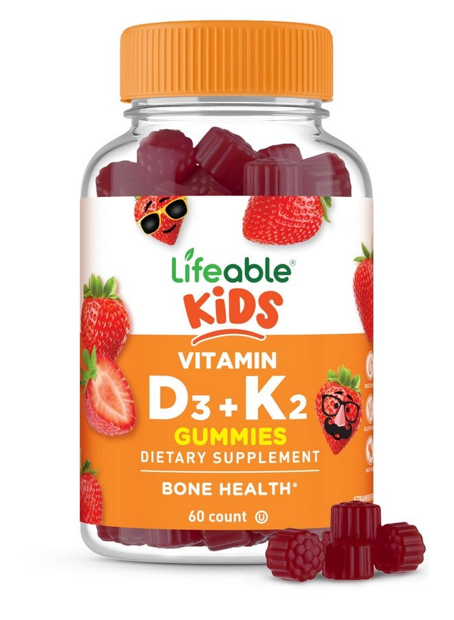 Lifeable Lifeable Kids Vitamin D3 K2 Gummies | 1000iu D3 and K2 100mcg | Great Tasting D3 and K2 Supplements | for Bone Health and Immunity | VIT D3 K2 for Kids | 60 Gummies  - Image 1