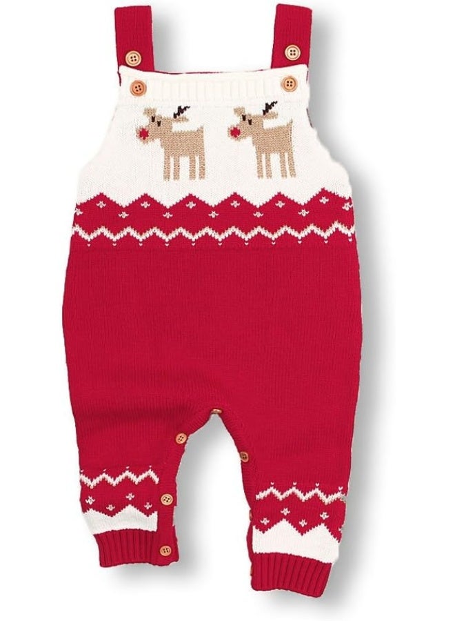 MI MI XIONG mimixiong Baby Christmas Sweater Toddler Reindeer Outfit Long Sleeve Red Clothes  - Image 1